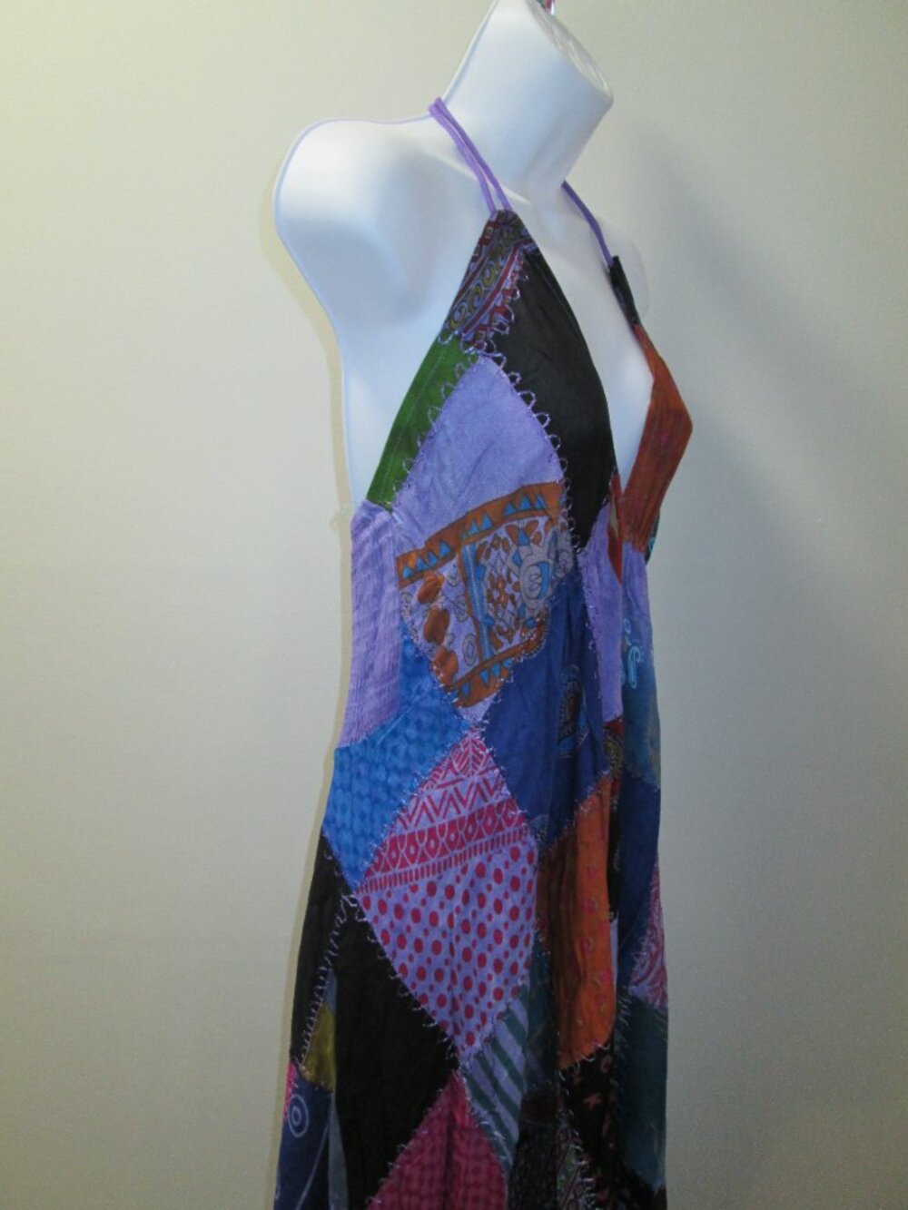 Purple Patchwork Boho Ananta Halter Dress NWT Sz OS - Picture 7 of 10
